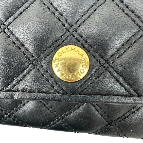 COLE HAAN Black Leather Quilted Crossbody Bag Wallet - Picture 4 of 10